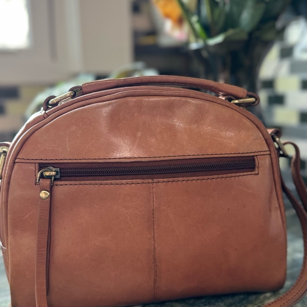 Born Brown Leather Crossbody Satchel | Saddle Cognac Dome Bag - Picture 4 of 15